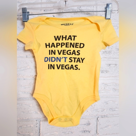 Baby Onesie Funny Las Vegas Yellow Size 6/9M - Picture 2 of 4